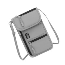 Blocking Oxford Neck Wallet Card And Passport Holder Crossbody Bag for Adult Gray