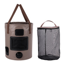 Folding Fishing Bucket 25L Capacity Handheld Bucket for Coral Built in mesh pocket
