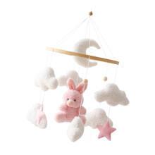 Baby Crib Mobile Plush Animal Pendant Toy For Infant Sensory Visual Pink rabbits