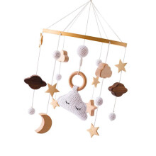Wood Animal Crib Mobile Interactive Safe Baby Nursery Room Hanging Decoration clouds