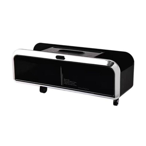 Multi-Functional Car Tissue Box with Hooks for Organizing Travel  Silver Plated Black