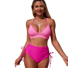 Women's Tankini Split Swimsuit Offering Quick Dry Feature and Colorful Design Rose pink S