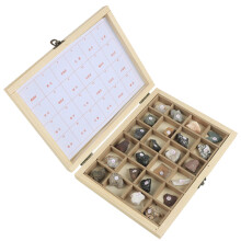 Kids Geology Exploration Copper Mineral Specimens And Wooden Storage Container 24