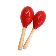 Pack of 2 Natural Wood Hand Shakers Creating Pleasant Melodies for Children red