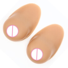 1Pair Teardrop Silicone Breast Forms Food Grade Material Natural Skin Feel Brown XL