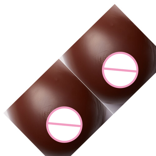 1Pair Silicone Breast Prosthesis Teardrop Design Comfort and Shape Dark complexion L
