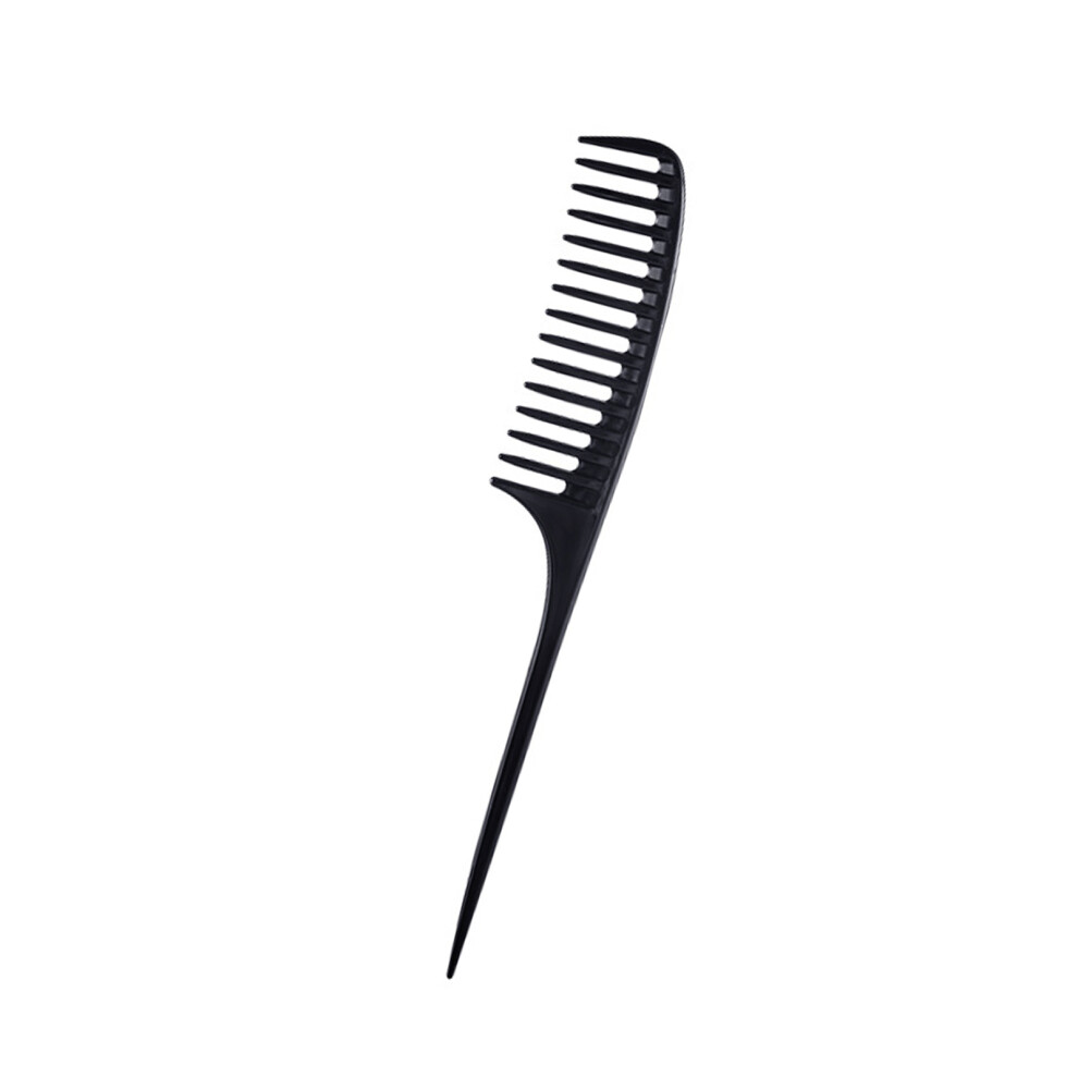 Plastic Wide Teeth Hair Comb Ergonomic Handle Comfortable Grip for Hairdressers Black