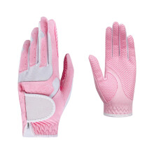 1 Pair Long Service Synthetic Microfiber Golf Gloves Microfiber Cloth Pink and white ER1