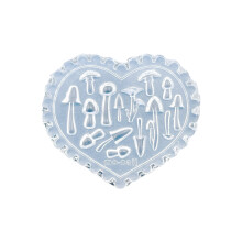 Reusable DIY Nail Template Silicone Mold Mushroom Maple Leaf Heart Design 01