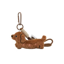 Cute Dachshund Plush Toy Charm Fashion Bag Pendant Children Play Bag Coffee color