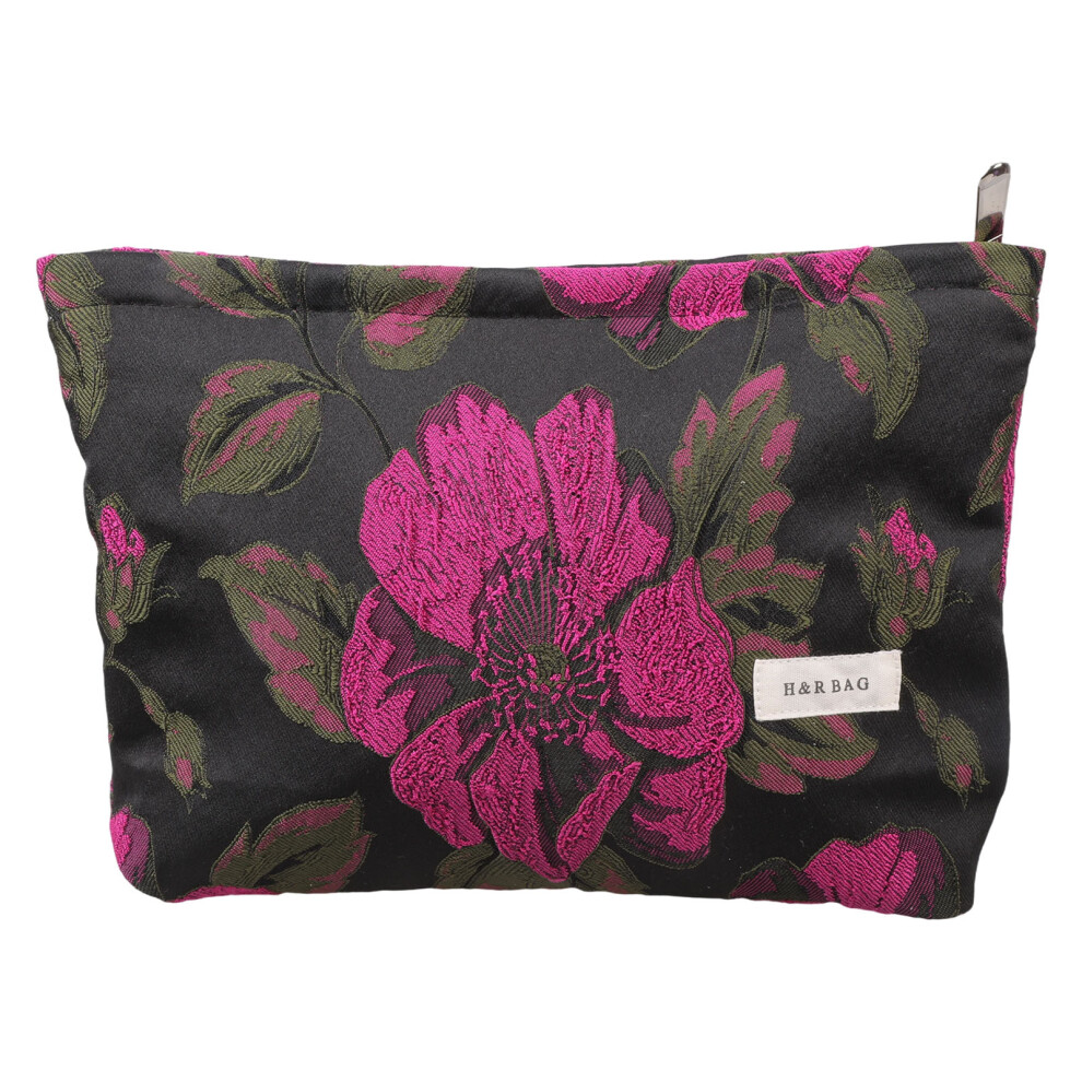 Stylish Floral Makeup Bag Ergonomic Canvas Spacious Cosmetic Bag for Women L