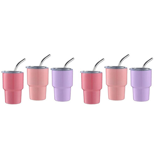 6 Pacotes  Copo Shot com Canudo e Tampa,  Copos Copos, Copos Shot de Parede Dupla, 2Oz(A)