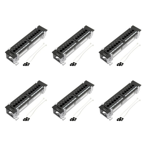 6X Network Tool Kit 12 Port CAT6 Patch Panel RJ45 Networking Wall Mount Rack with Surface Wall Mount Bracket