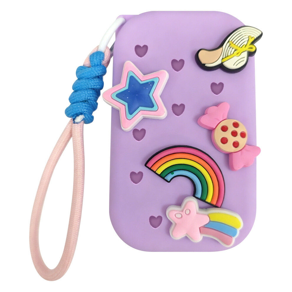 Silicone Cover With Keychain For Hand Sanitizer Sprays Bottle Allowing Custom Purple 7696002355410