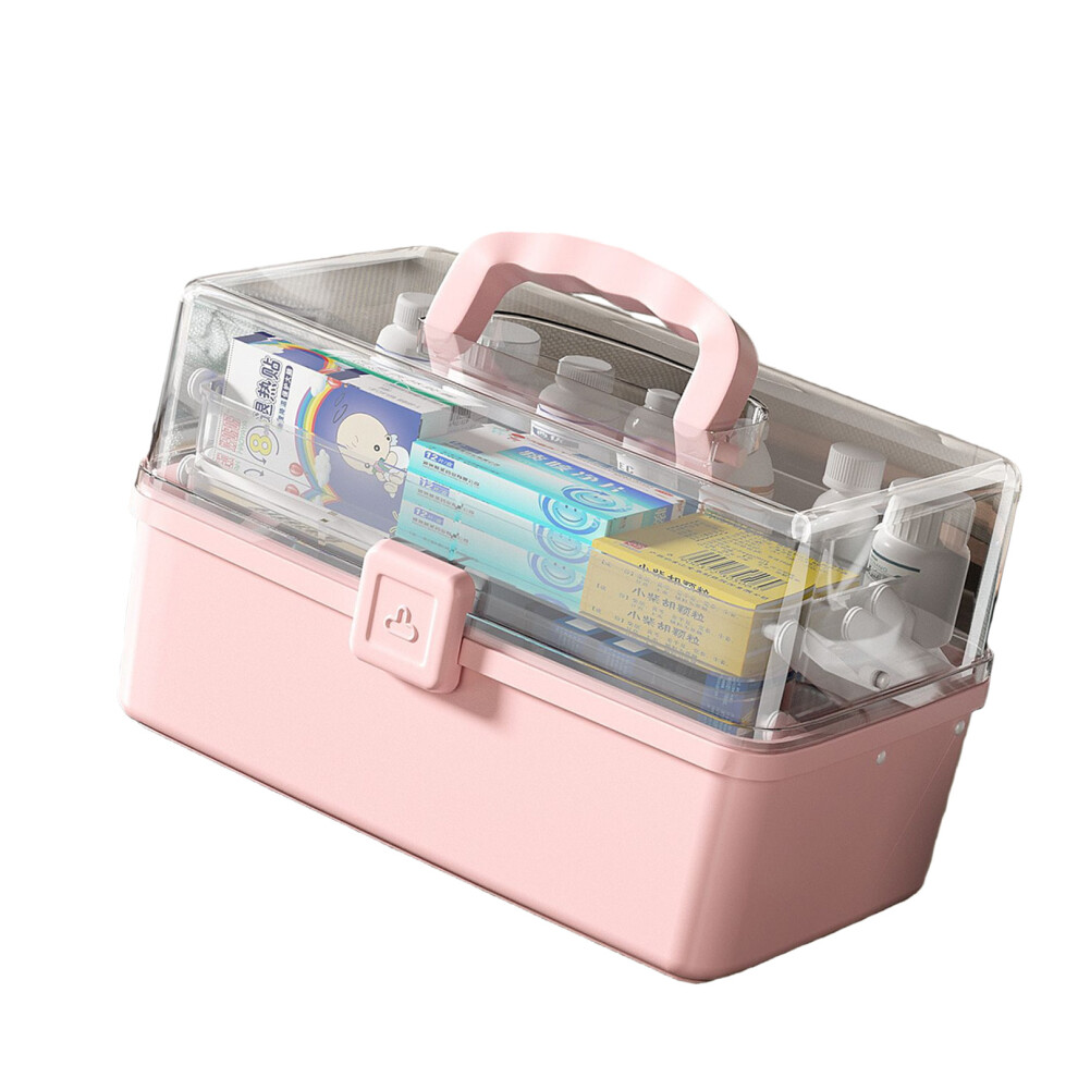 Sealed Moisture Proof Box Multiple Layer Compartments Thick Materials Clear L Pink
