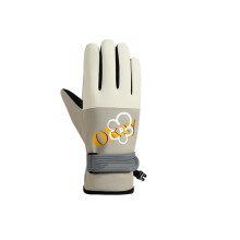 Warm Gloves Touchscreens Design Nonslip Grip Gloves For Cold Weather Little flower khaki