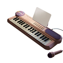 Kids 37 Key Electronic Keyboard Toy With Singing Microphone Music Learning Peach powder