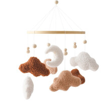 Vibrant Color Newborns Sensory Toy Plush Cloud Mobile For Cribs Strollers Brown