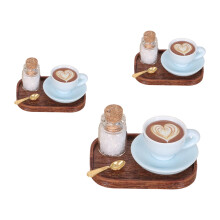 Antique Alloy Coffee Cups And Saucers Dollhouses Furniture 3 Set 5E