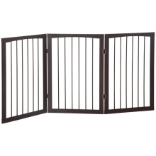 Tragbares 3-teiliges Hunde- und Haustiergitter, faltbare Sicherheitsabtrennung, 160 x 1,2 x 76 cm, Braun