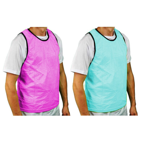 (4-9 Years, Pink/Sky Blue) Precision Childrens/Kids Reversible Mesh Training Bib 1