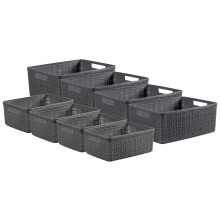 Curver Jute Basket Bundle 4x Small 4x Medium, Deep Shadow Grey