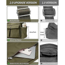 Canvas Tote Bag Messenger Bag, Large Crossbody Bag for Women or Men, Casual Canvas Shoulder Bag for College Work Dailygreen