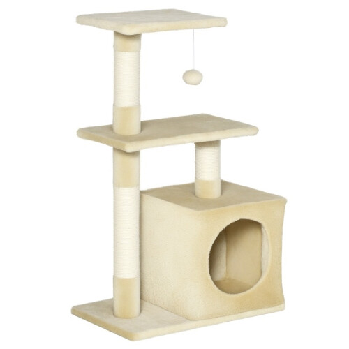 Tiragraffi per gatti con cuccia, 50x30x81,5 cm