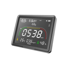 Large Display CO2 Monitor Alarm Clock Indoor Air Quality Tester for Home Office Real- Weather High Accuracy Sensor
