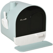 Gesloten kattenbak met filters, schepje en opvangbak, PP-structuur, 43x44x47 cm, groen
