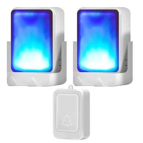 Wireless Remote Control Sound Light Doorbell Elderly Service Call Button Motion Sensor Bell Ring for Deaf People White
