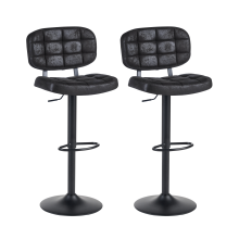 Set of 2 Bar Stools TILTON Faux Suede Swivel Black
