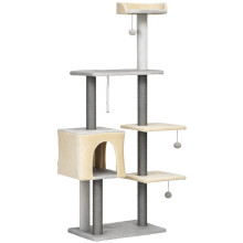 156 cm hoge krabpaal voor katten met bed, huisje en sisal krabpalen