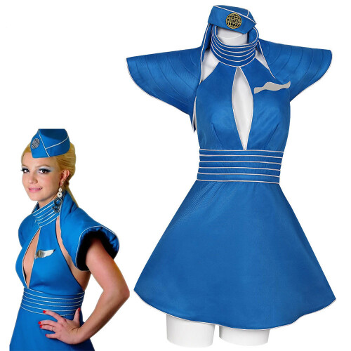 (M) Blaues Stewardess-Uniform-Showparty-Outfit 2