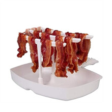 Prato para Bacon no Micro-Ondas - Faz Bacon Crocante em Minutos e É Fácil de Usar - Reduz o Teor de Gordura para uma Refeição Mais Saudável