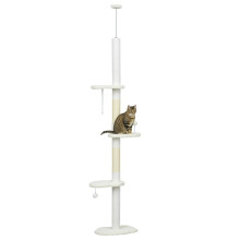 Plafondstaande krabpaal met verstelbare hoogte en sisal krabpalen, 48x32x225-255 cm