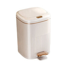 10L Luxury Pedal Trash Can for Bathroom, Large Capacity Waterproof Kitchen Recycle Bin with Press-Type Lid