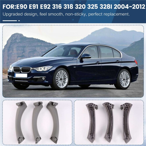 Door Pull Handle Set Replacement for  3 Series E90 E91 E92 316 318 320 325 328i 2004-2012 RHD Gray 2