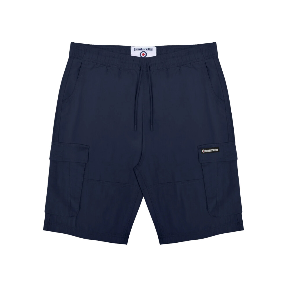 Lambretta (38R, Navy) Mens Utility Ss25 Cargo Shorts Blue,Multicoloured