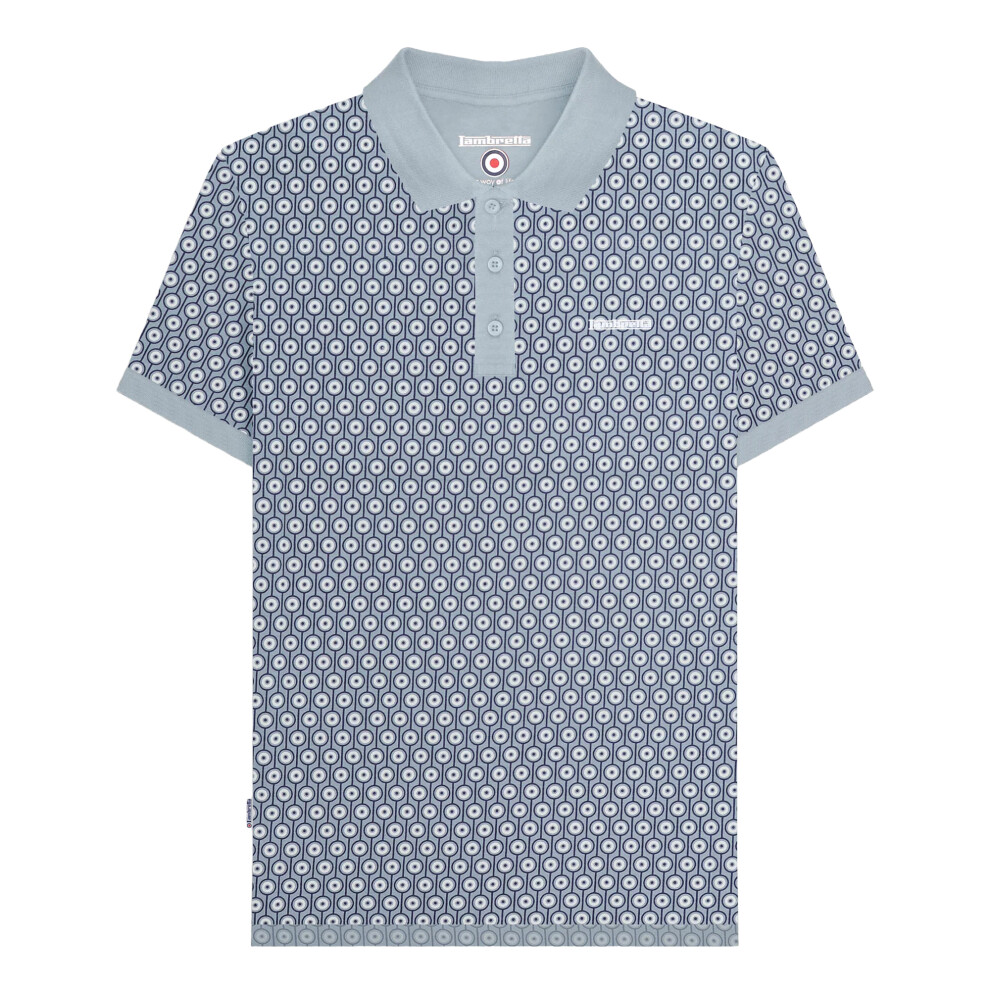 Lambretta (Xxl, Dusky ) Mens Aw24 Geometric Polo Shirt Blue
