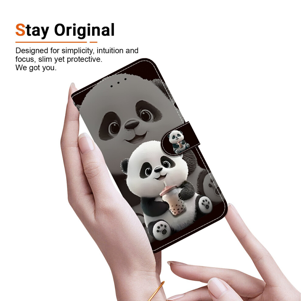 (Milk Tea Panda) For Realme 15T 5G Leather Case Stand Wallet Pattern Printing Phone Cover With Wrist Strap 6914294498129