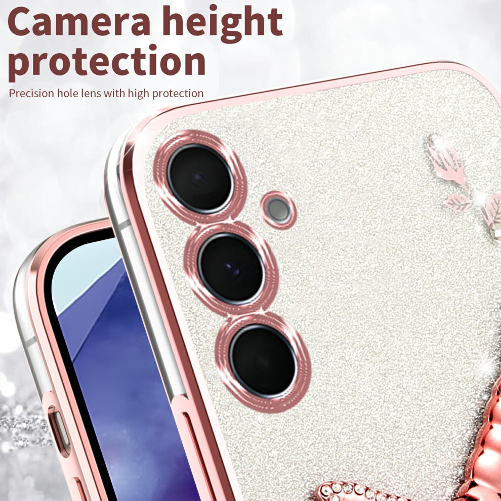 (Pink) Kadem For Samsung Galaxy S25 Fe Case Dragonfly Kickstand Tpu Flowers Glitter Phone Cover Pink 6914292352683