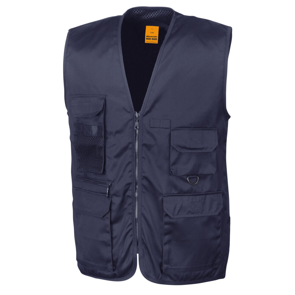 (M, Midnight Navy) Work-Guard By Result Mens Safari Waistcoat 5063470673520