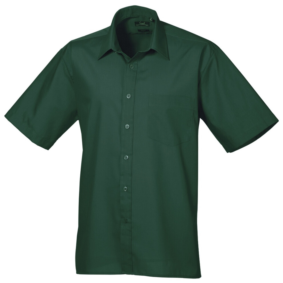 Premier (19, Bottle) Mens Short Sleeve Formal Poplin Plain Work Shirt Multicoloured