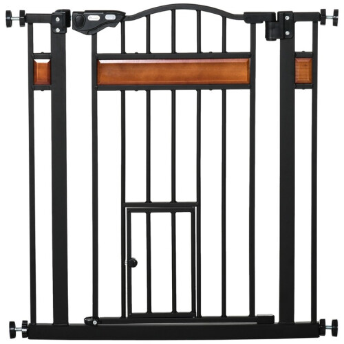 Cancelletto per cani a pressione, estensibile da 74 a 80 cm con chiusura automatica, nero.