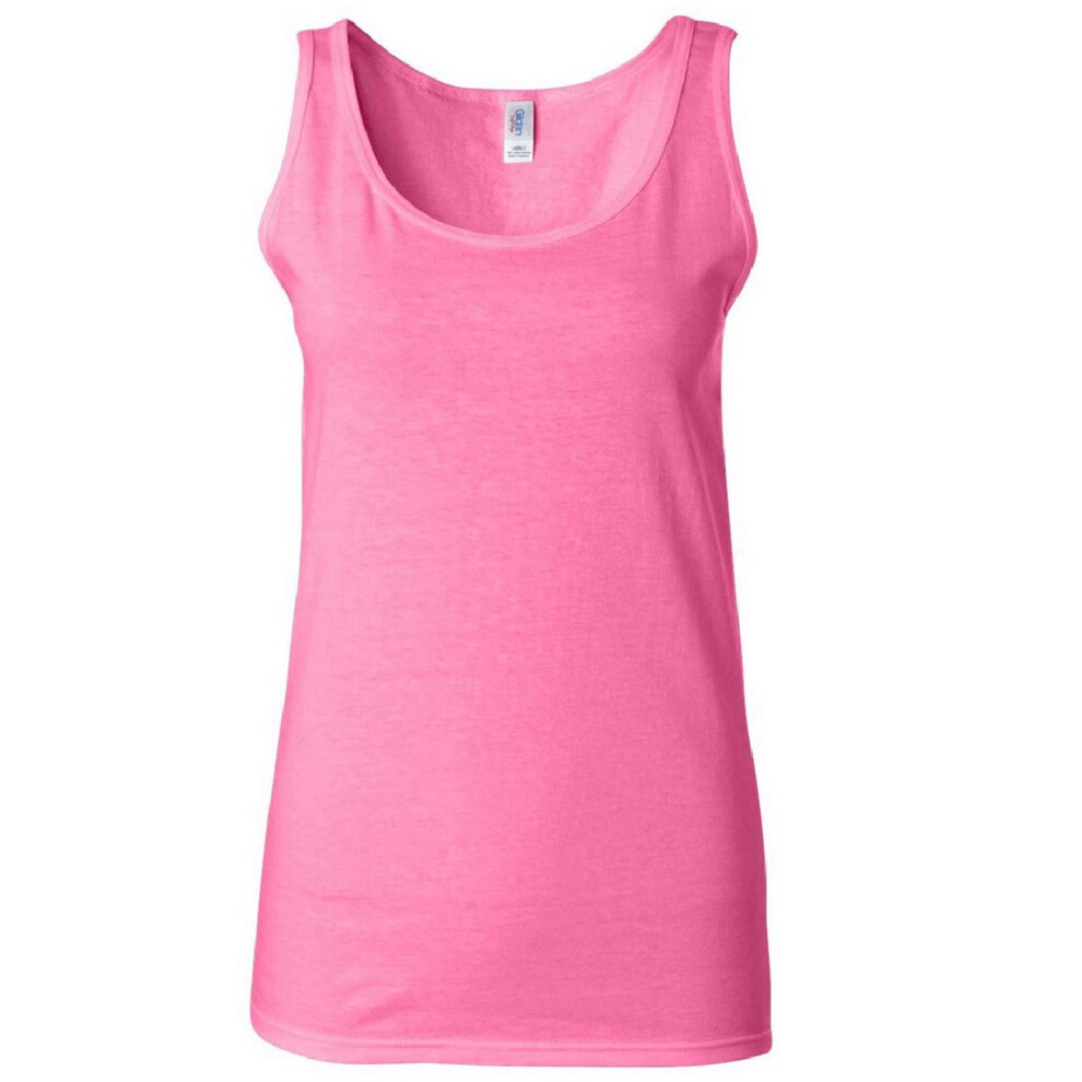 Gildan (L, Azalea) Ladies Soft Style Tank Top Vest