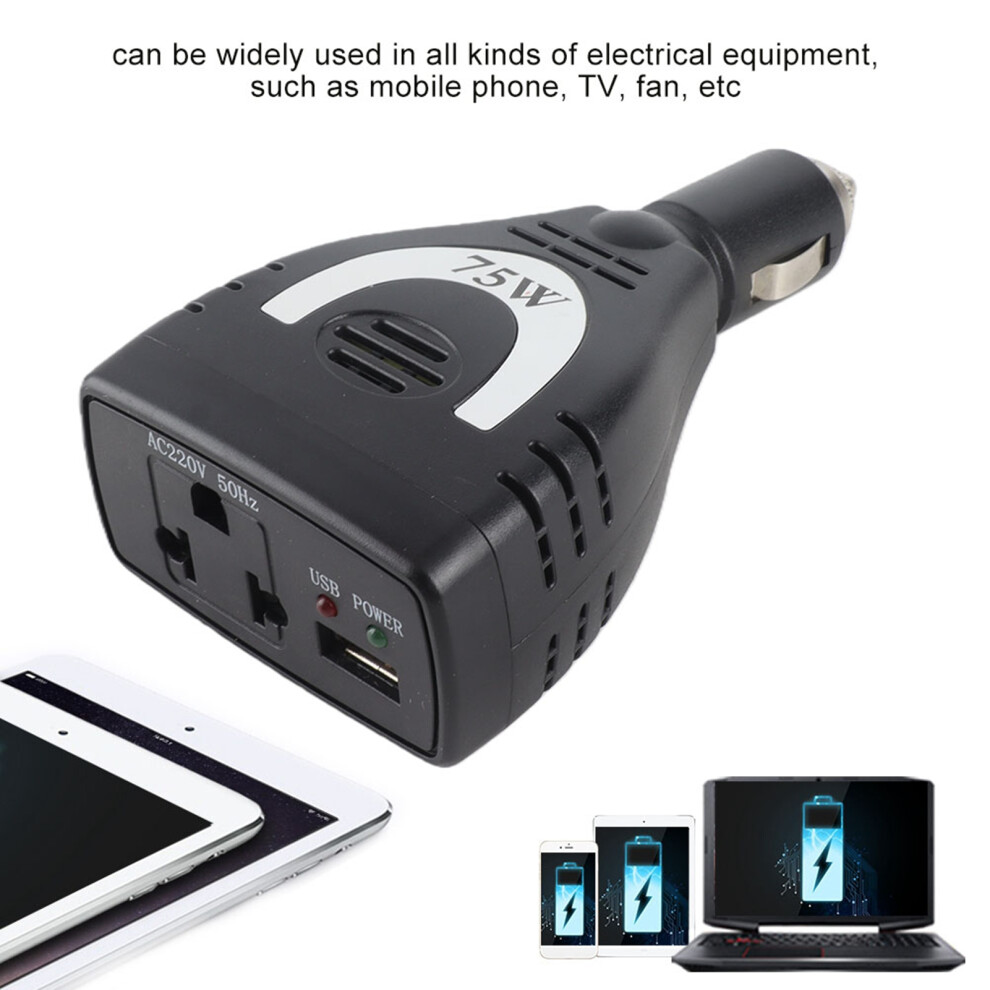 75W Car Power Inverter With Usb Charger 12V-220V 7293282036567