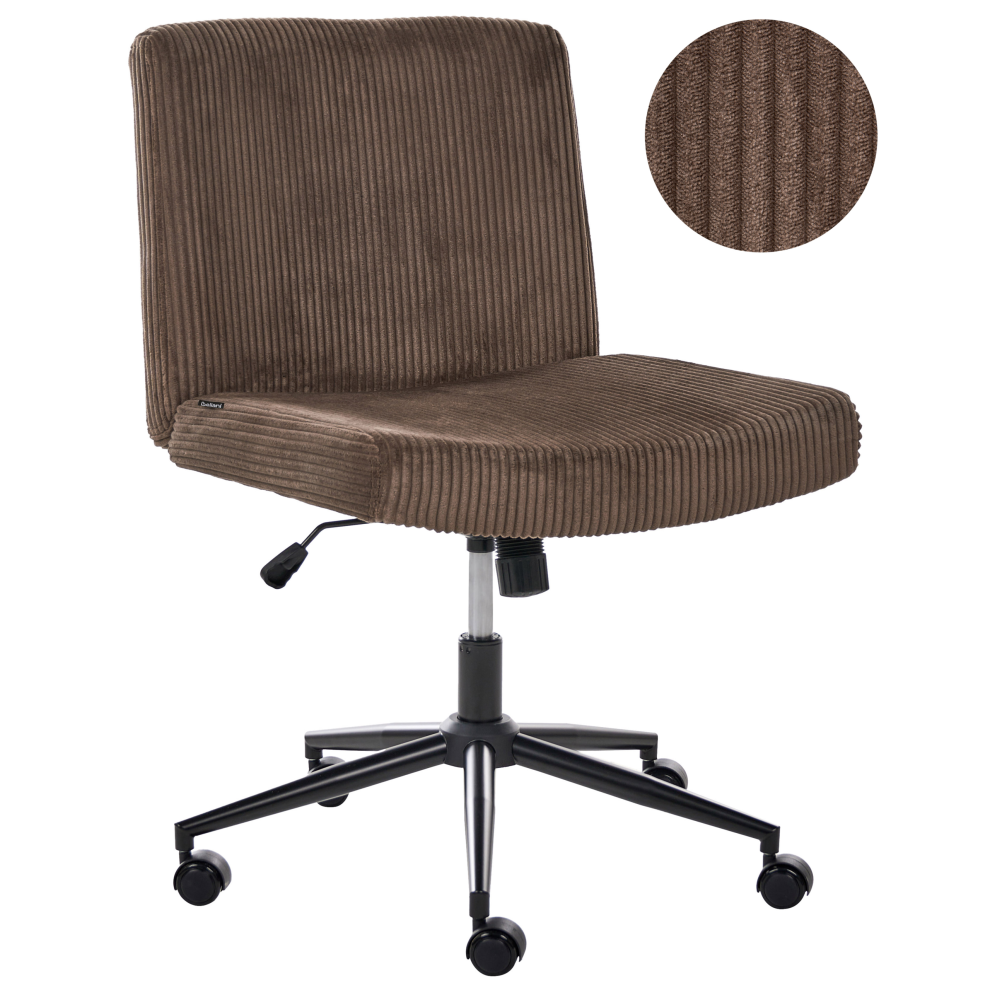 Beliani Desk Chair Geddes Corduroy Dark Brown