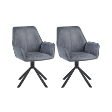 Set of 2 Dining Chairs Swivel WARNER Faux Suede Grey