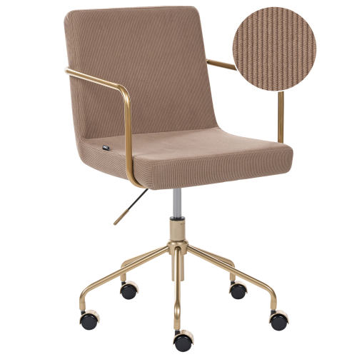 Beliani Office Chair TRINITY Corduroy Light Brown